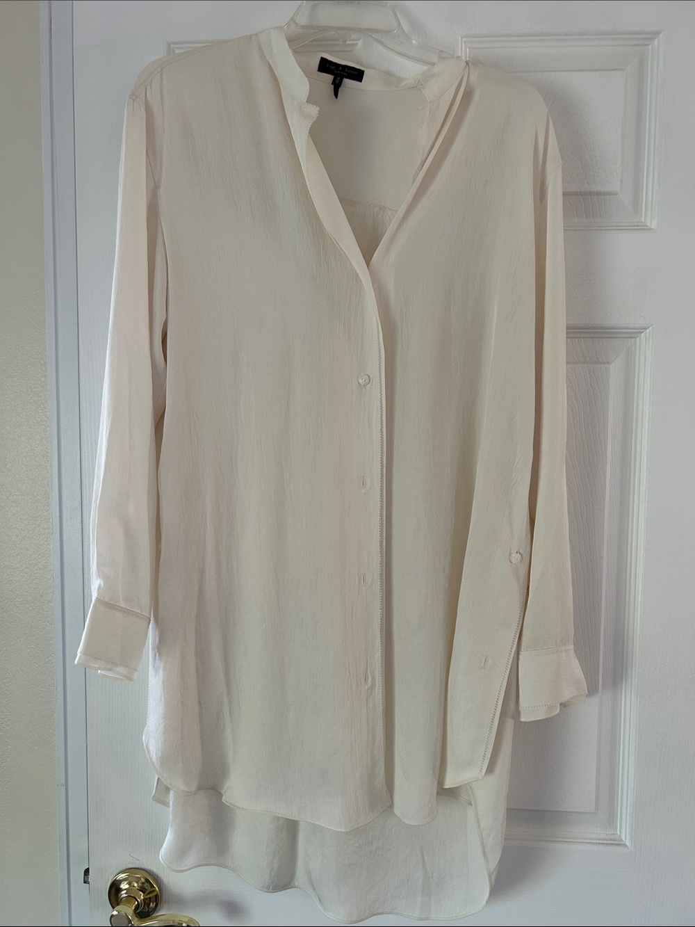 rag & bone Cream Lightweight Button-Down Tunic Blouse